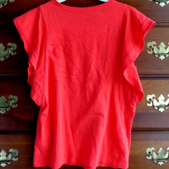 Candace Cameron Bure Breezy Orange 100% Cotton Flutter Cap Sleeve Top Size XXS - Picture 3 of 16